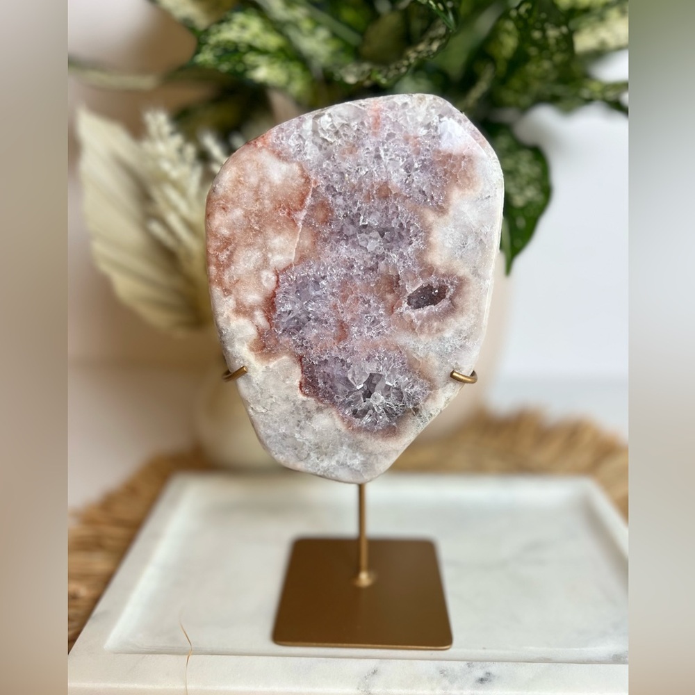 Pink Amethyst on Quartz from Brazil